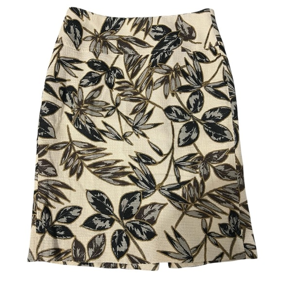 J. Crew Gold Foil Leaf Pencil Skirt Size 2 - Picture 1 of 7